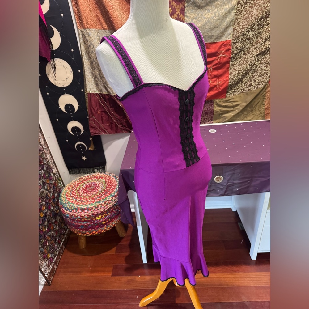 Purple Dress with Black Lace Detail Size Small - Picture 8 of 8